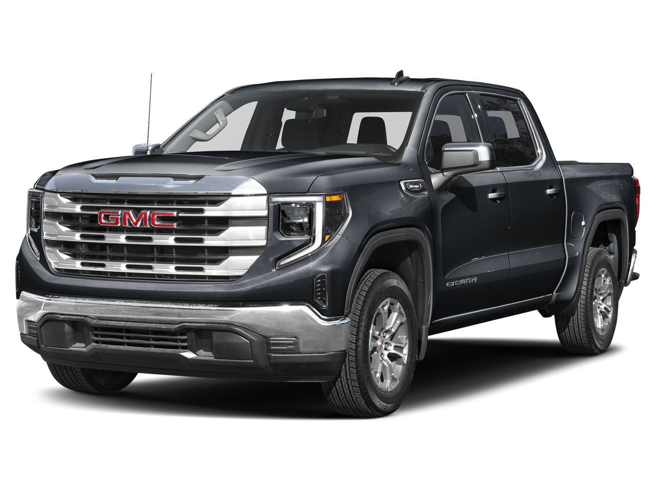 2025 GMC Sierra 1500 SLT in Sterling Metallic — front three-quarter view