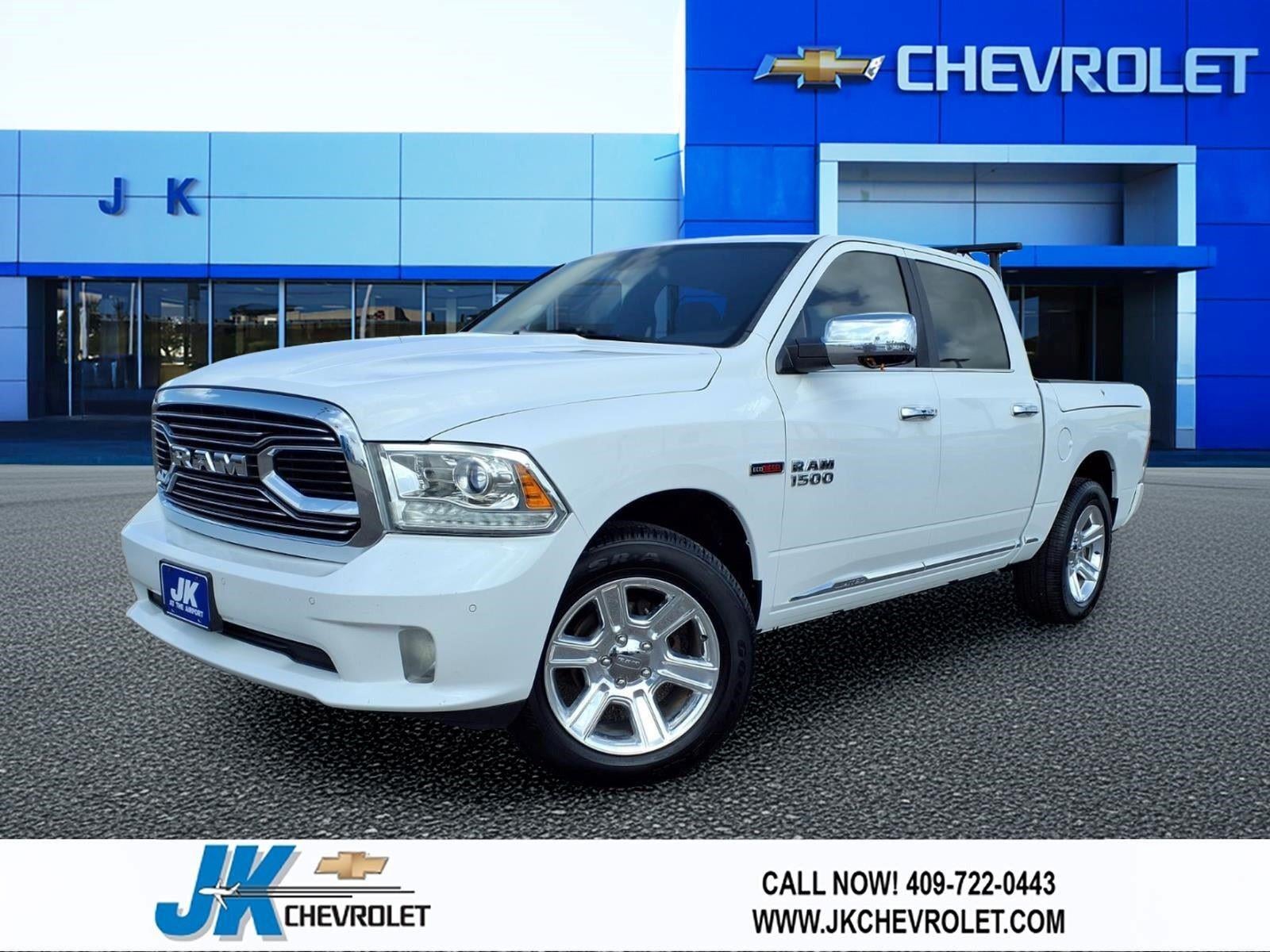 2016 RAM 1500 Longhorn Limited in White — front three-quarter view