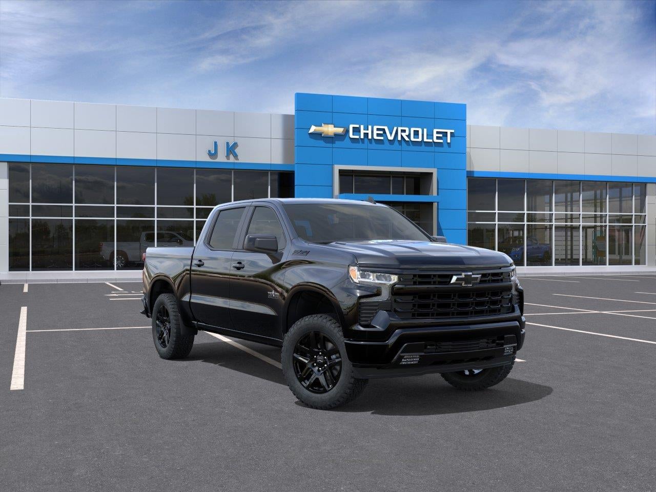 2026 Chevrolet Silverado 1500 RST in Black — front three-quarter view