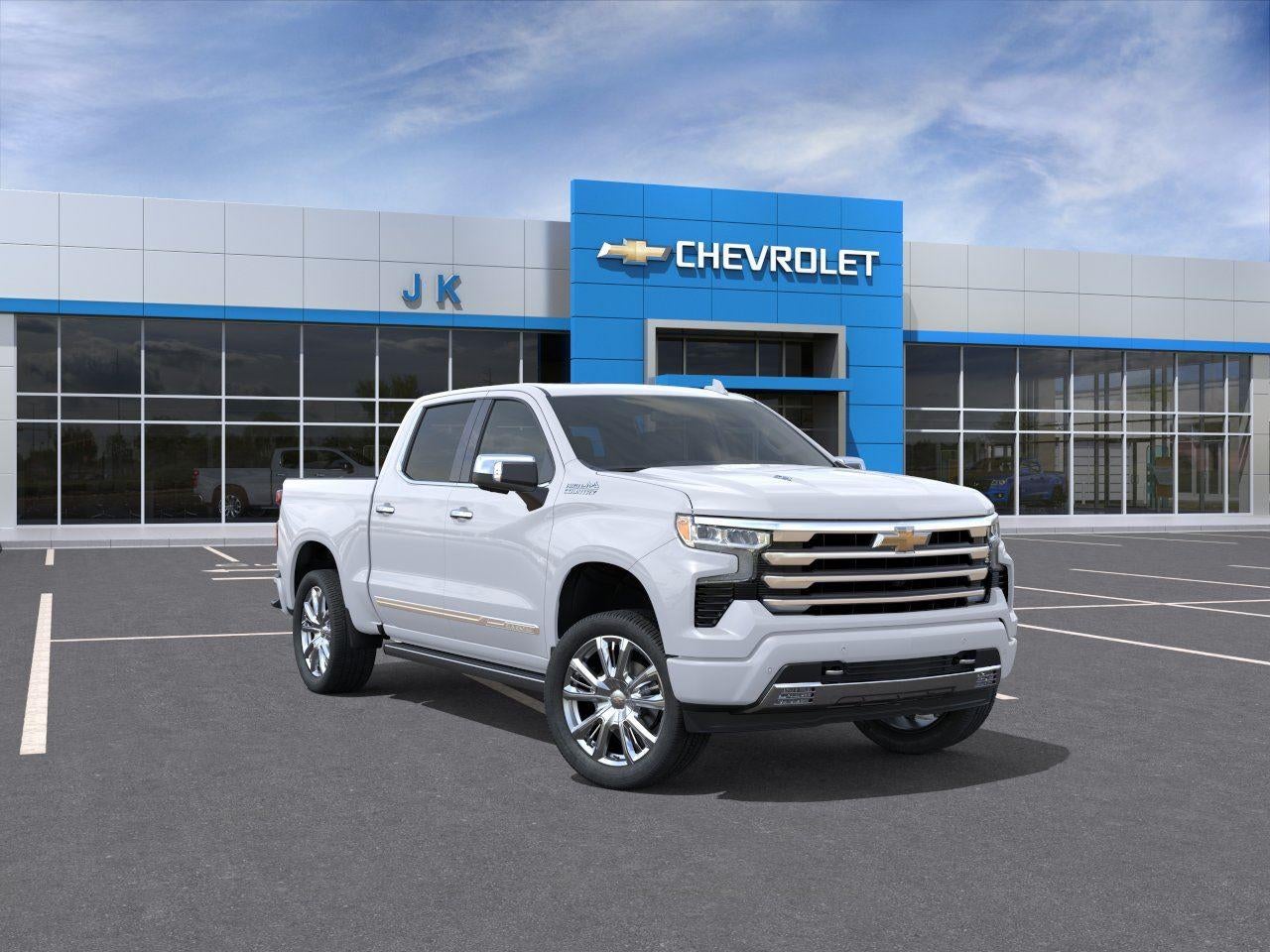 2026 Chevrolet Silverado 1500 High Country in Polar White Tricoat — front three-quarter view