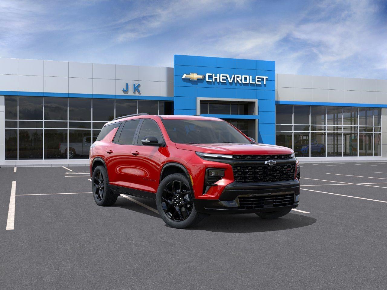 2026 Chevrolet Traverse RS in Radiant Red Tintcoat — front three-quarter view