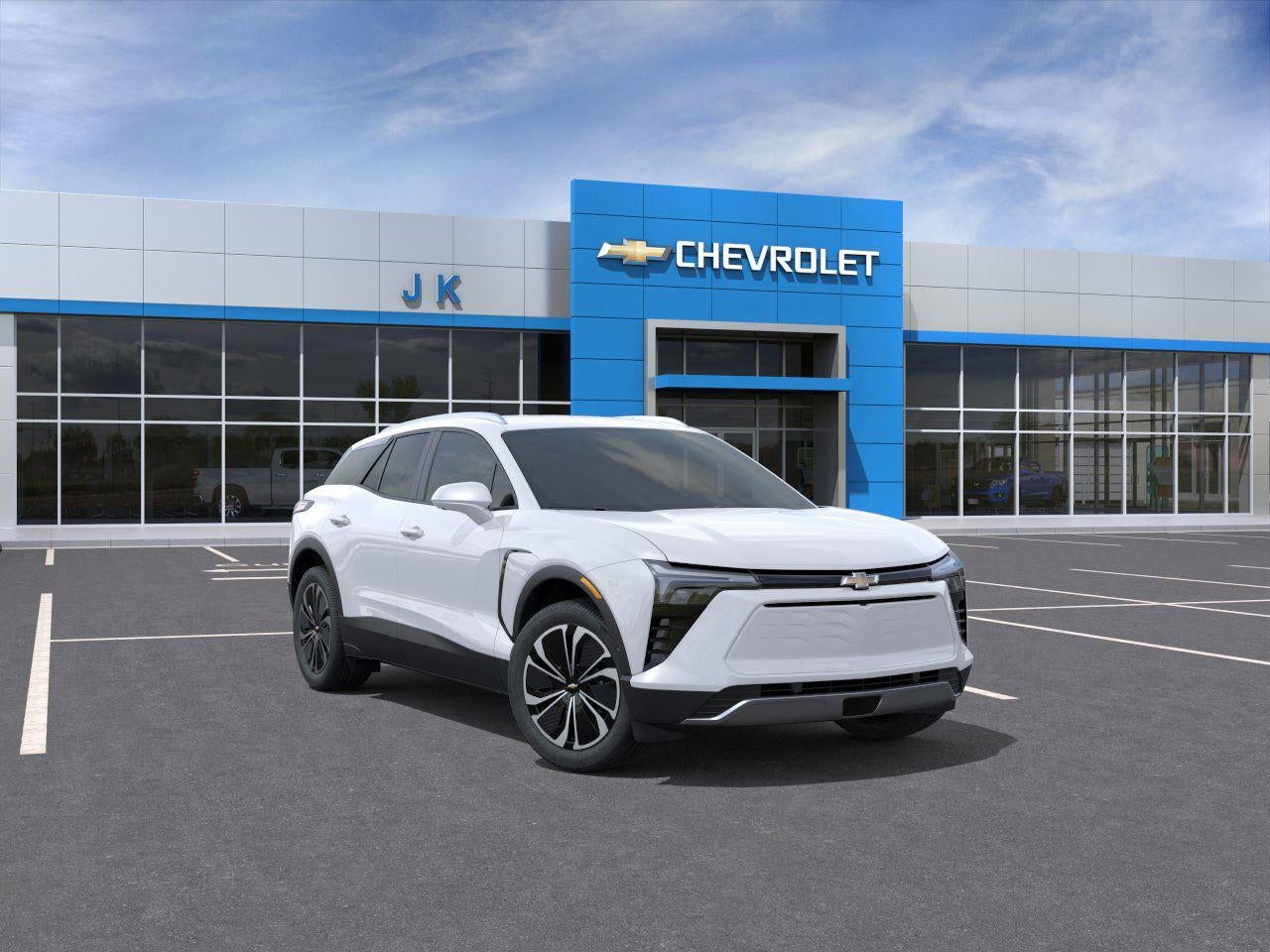2025 Chevrolet Blazer EV LT in Summit White — front three-quarter view